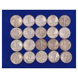 LOT OF 20 1943 WALKING LIBERTY HALF DOLLARS