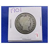 1901 BARBER HEAD HALF DOLLAR