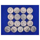 LOT OF 17 ASSORTED DATE KENNEDY HALF DOLLARS