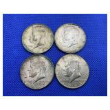 LOT OF 4 KENNEDY 40% SILVER HALF DOLLARS