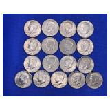 LOT OF 17 ASSORTED DATE KENNEDY HALF DOLLARS