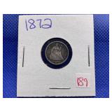 1872 SEATED LIBERTY HALF DIME