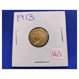 1913 $2 1/2 DOLLAR INDIAN HEAD GOLD COIN