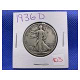 1936-D WALKING LIBERTY HALF DOLLAR