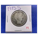 1915-S BARBER HEAD HALF DOLLAR