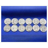 LOT OF 12 SILVER QUARTERS