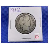 1912 BARBER HEAD HALF DOLLAR
