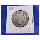 1909 BARBER HEAD HALF DOLLAR
