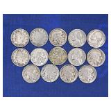 LOT OF 14 V NICKELS, BUFFALO NICKELS & JEFFERSON