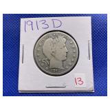1913-D BARBER HEAD HALF DOLLAR