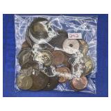 LARGE LOT OF ASSORTED FOREIGN CURRENCY & TOKENS