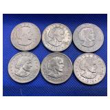 LOT OF 6 SUSAN B. ANTHONY DOLLAR COINS