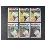LOT OF 6 - 1977 MLB TOPPS RED SOX STARS CARDS