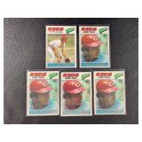 LOT OF 5 - 1977 MLB TOPPS RED'S STARS CARDS