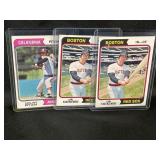 LOT OF 3 - 1974 MLB TOPPS BASEBALL CARDS -
