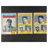 LOT OF 3 - 1973 MLB TOPPS BABE RUTH BASEBALL