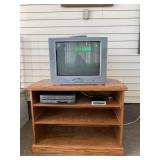 APEX TV REMOTE WITH  VHS PLAYERS AND TV STAND