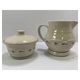 LONGABERGER CREAMER & LIDDED SUGAR BOWL SET -