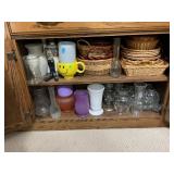CONTENTS OF CABINET IN KITCHEN - LINENS, NOTEBOOKS