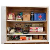 CONTENTS OF CABINET- BREAKERS, RATCHET STRAPS,