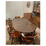KITCHEN TABLE & CHAIR SET W/8 BARREL BACK CHAIRS &
