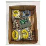 LOT OF TAPE MEASURES, WOODEN FOLDING MEASURE AND