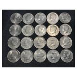 LOT OF 20 ASSORTED DATE KENNEDY HALF DOLLARS