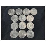 LOT OF 13 ASSORTED DATE EISENHOWER DOLLAR COINS