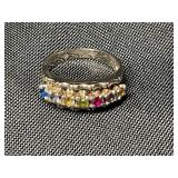 10 KT WHITE GOLD RING WITH STONES - 4.81 GRAMS