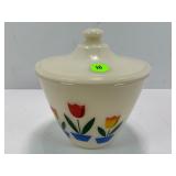 FIRE KING ANCHOR HOCKING MILK GLASS TULIP WOODED