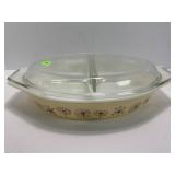 PYREX DANDELION DIVIDED 1 1/2 QUART CUPBOARD
