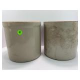 LOT OF 2 ONE GALLON PRIMITIVE STONE WARE CROCK