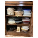 CONTENTS OF CABINET IN KITCHEN -CROCK POT, VINTAGE
