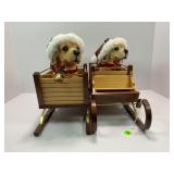 LOT OF 2 CUSTOM MADE TOY SLEDS WITH CHRISTMAS DOG-