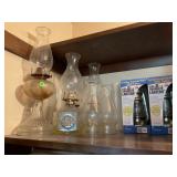 LOT OF 4 OIL AND HURRICANE LAMPS WITH CHIMNEYS & 2