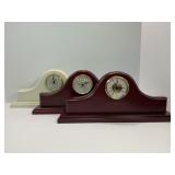 THREE CUSTOM MADE BATTERY OPERATED MANTLE CLOCKS &