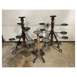 2 WROUGHT IRON AND WOOD PLANT STANDS/