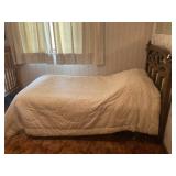 TWIN SIZE BED WITH HEADBOARD AND BEDDING