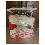 HANDMADE AFGHAN WITH ROSE PATTERN - 72' X 55'