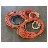LOT OF SHOP CORDS AND SHOP WORK LIGHT