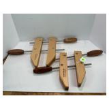 LOT OF 2 WOODEN BAR CLAMPS MADE BY BOB MUHLENKAMP
