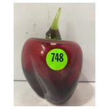 VINTAGE VIKING GLASS APPLE WITH GREEN STEM