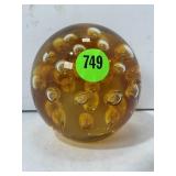 MURANO STYLE AMBER COLORED SPHERE WITH