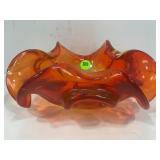MURANO GLASS RUFFLED DECORATIVE CANDY DISH - DOES