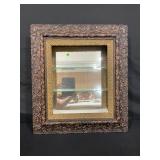 HAND CARVED WOODEN FRAMED BOX MIRROR -