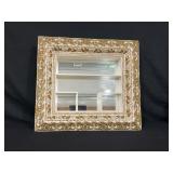 HAND CARVED WOODEN FRAMED BOX MIRROR -