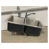 JUST 18 STAINLESS STEEL DOUBLE SINK WITH FAUCET &