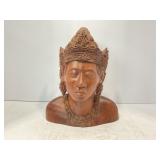 HAND CARVED INDONESIAN BALINESE WOOD BUST WITH