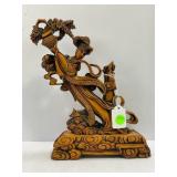 CHINESE BOX WOOD CARVING FLYING MAIDEN - 10 1/2"