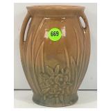 NELSON MCCOY BROWN & GREEN FLORAL MOTIF VASE -